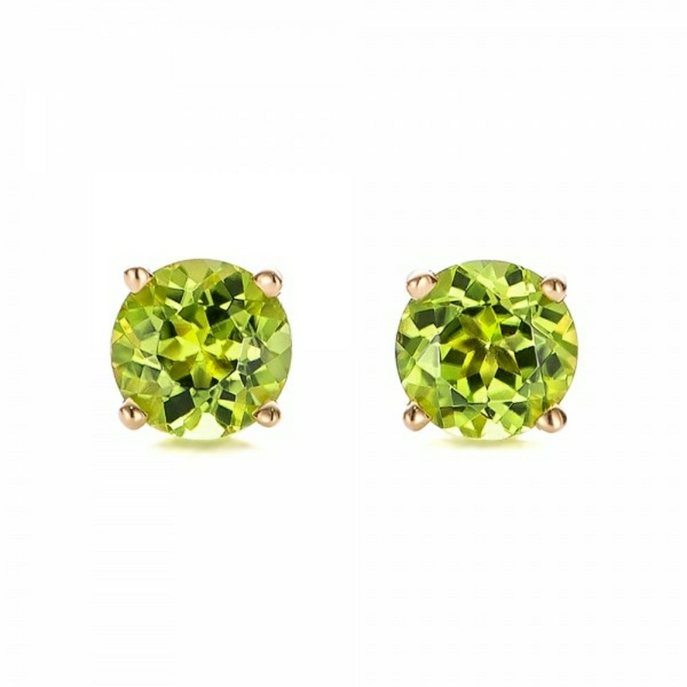 Genuine 10 K Gold Peridot Gemstone Earrings